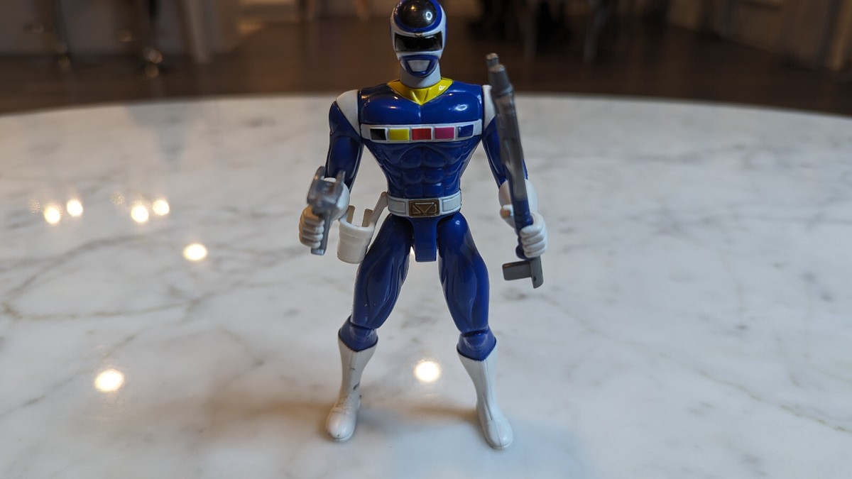 Power Rangers Dans L'espace - Bleu Lanceur 1997 - Bandai Rare - Neuf Sous Blister
