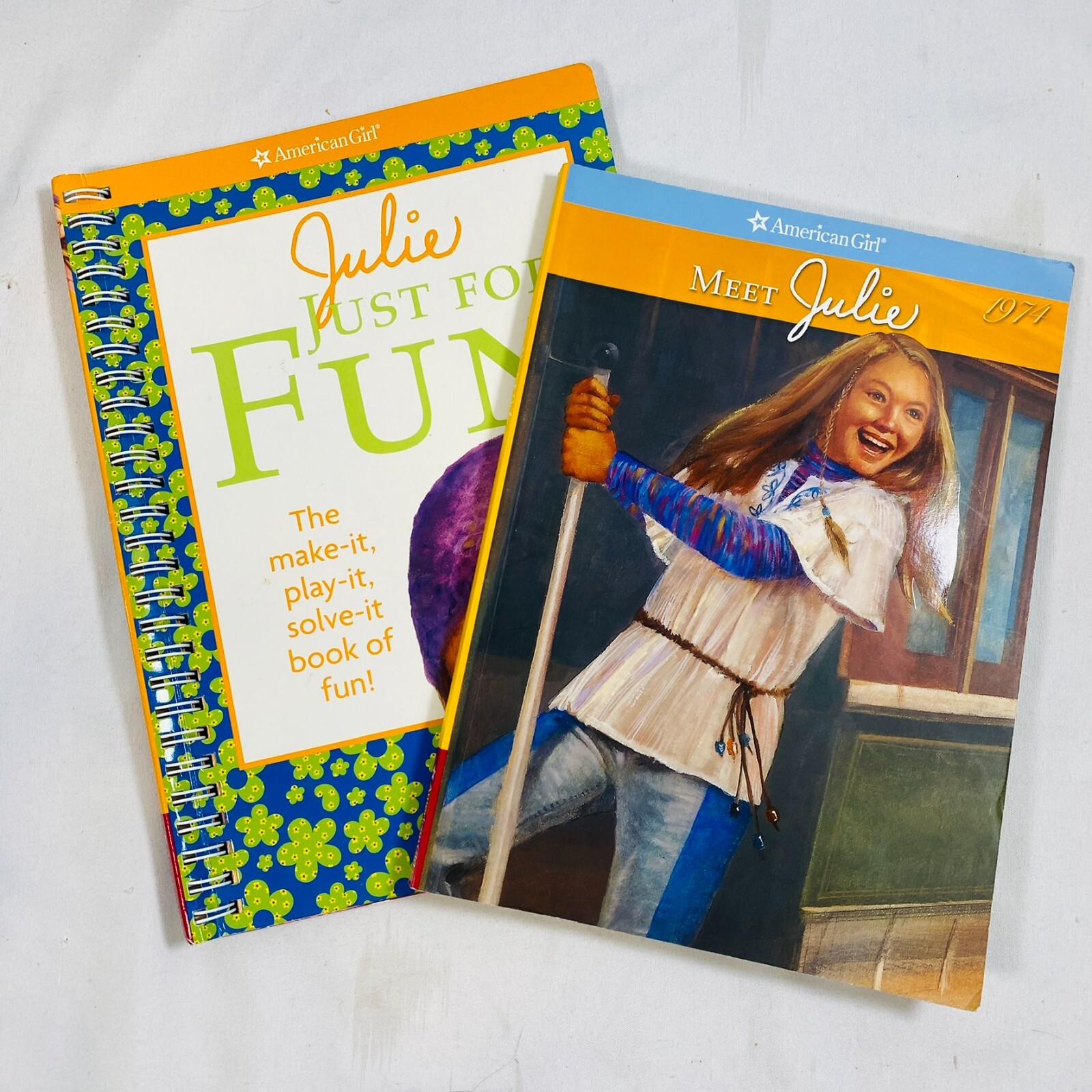 American Girl Julie Just For Fun Activity Craft Book + Meet Paperback Set of 2