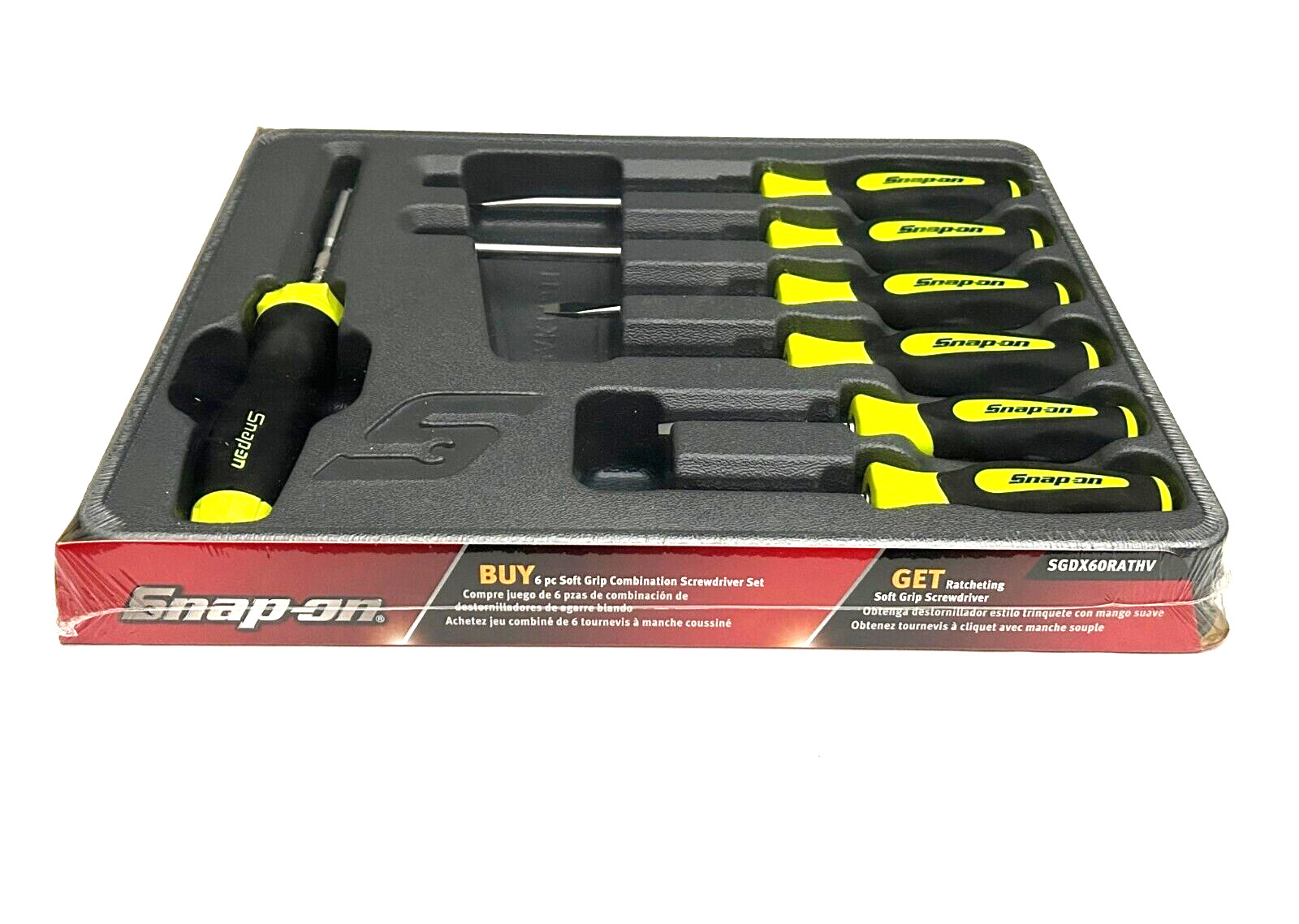 Snap-on Sgdx60bhv 6 Pc Screwdriver Set In Hi Viz Yellow 3 Flat, 3 Phillips - Foto 8