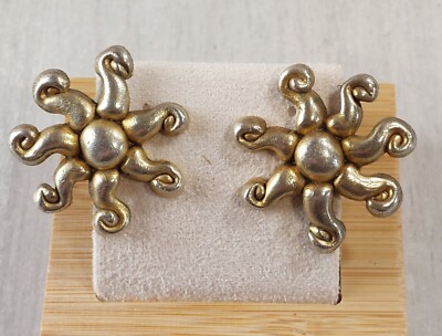 Ancienne paire de boucles d'oreilles, en métal doré, clips, Orena, vintage