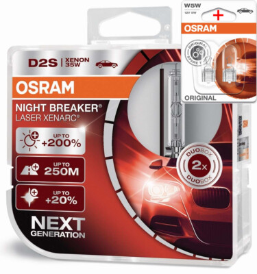 Osram D2S 12/24V 35W XENARC NIGHT BREAKER LASER +200% 2Stk.+W5W OL