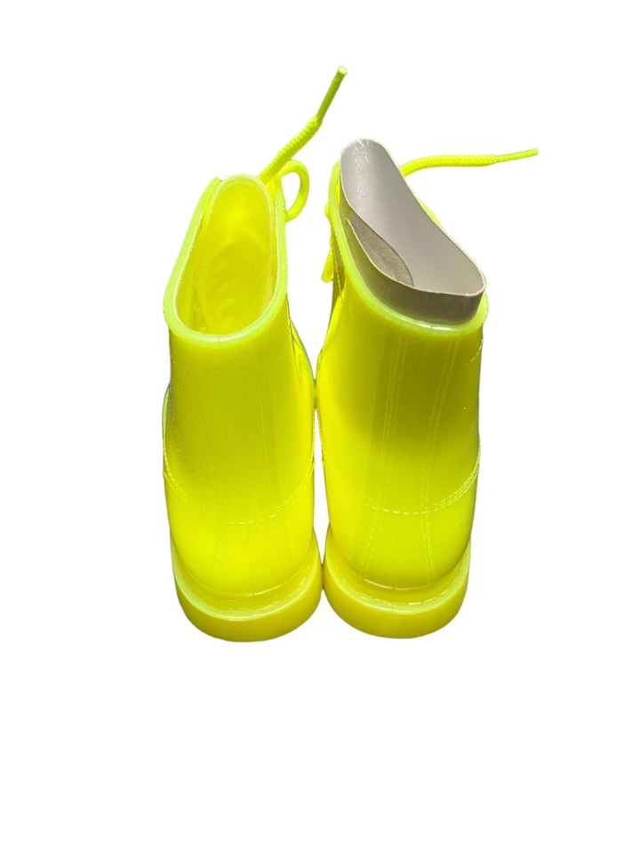 Botas de lluvia Qupid Melbourne-02 amarillo neón brillante PVC con cordones para mujer talla 6 Foto 4 de 4