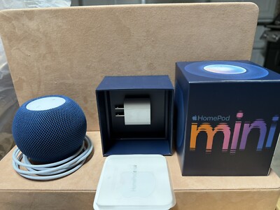 Apple HomePod Mini Smart Speaker Blue - A2374 MJ2C3LL/A + Power Adapter in Box