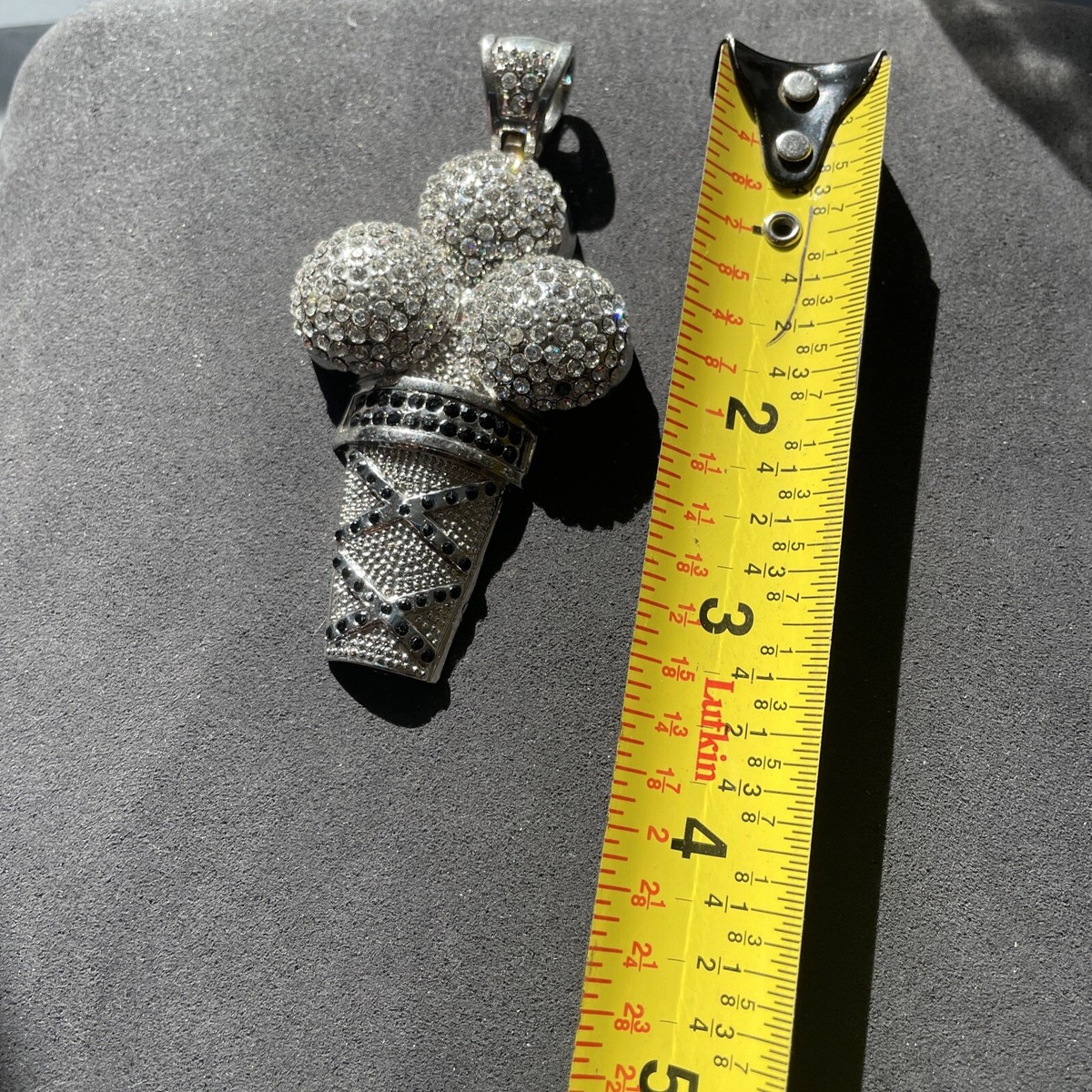 Collana premium rich cream New ③ Pharrell Williams ICED Cream Cone Silver 3.5” Hip Hop
