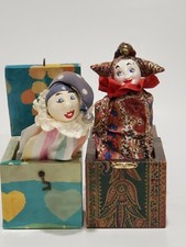 LOT OF 2 VINTAGE HANDMADE JACK-IN-THE-BOX BY TUULIKKI  ANDREW HINKS COLLECTABLE