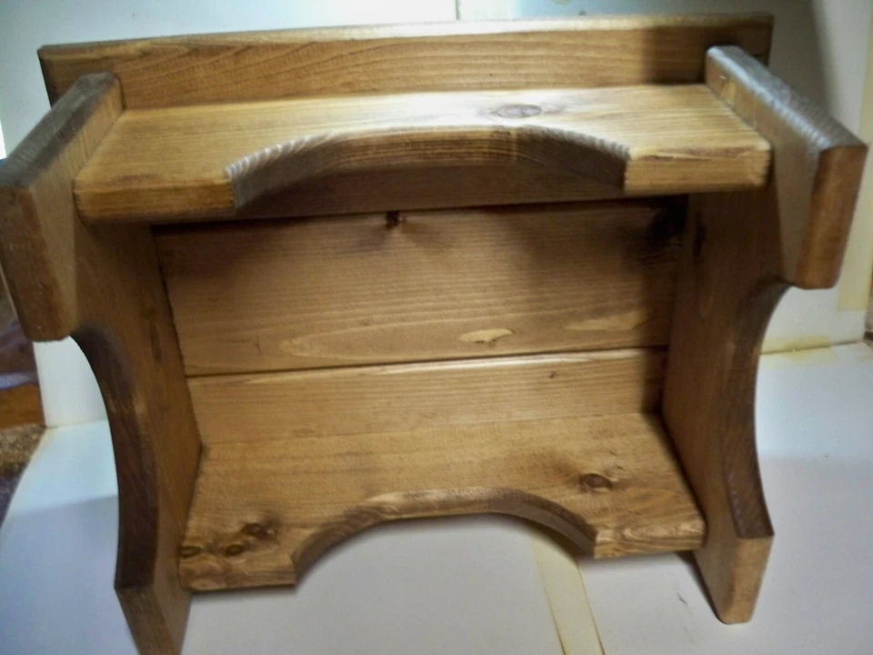 6" Handcrafted Wooden Step Stool, 6" high, Pine Early American Stain - Image 3 of 4