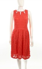 Adrianna Papell 122799 Womens Coral Floral Sleeveless Fit & Flare Dress Size 4