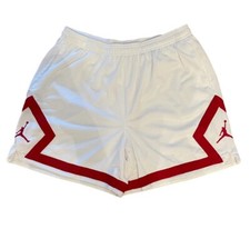 Nike Air Jordan Essential Diamond Women  s Shorts DO5032-100 White Red MSRP 65