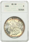 1886 Morgan Silver Dollar ANACS MS-64 ANA Soapbox Holder Toning Both Sides