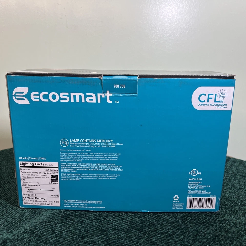 Ecosmart LED Bulb Lights 120Watt Equivalent BR40 Dimmable Soft White 2-Pack) - Image 3 of 4