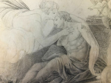 A 19th century graphite sketch of Venus and death of Adonis unfinished ca 1800