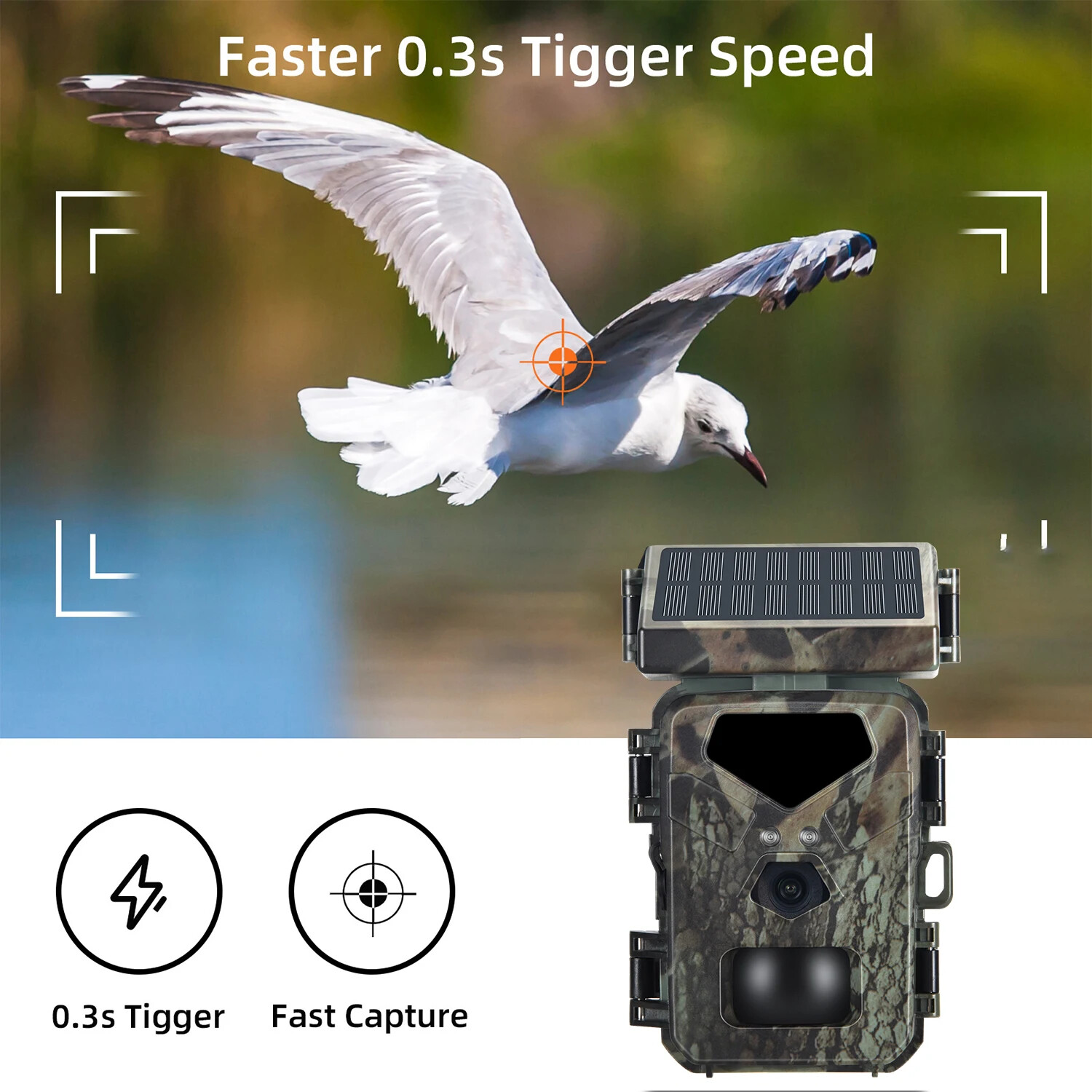 24MP 1080P Solar Trail Camera Hunting Camera With IR Night Vision Outdoor +32GB