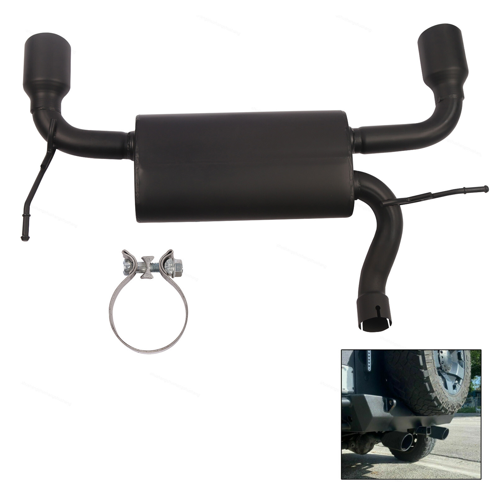For 0717 Jeep Wrangler JK 2/4DR Matte Black Dual CatBack Exhaust