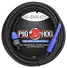 25ft 1/4" TS Male to Neutrik Speakon Male Pig-Hog Speaker Cable, 14AWG, 8mm/OD