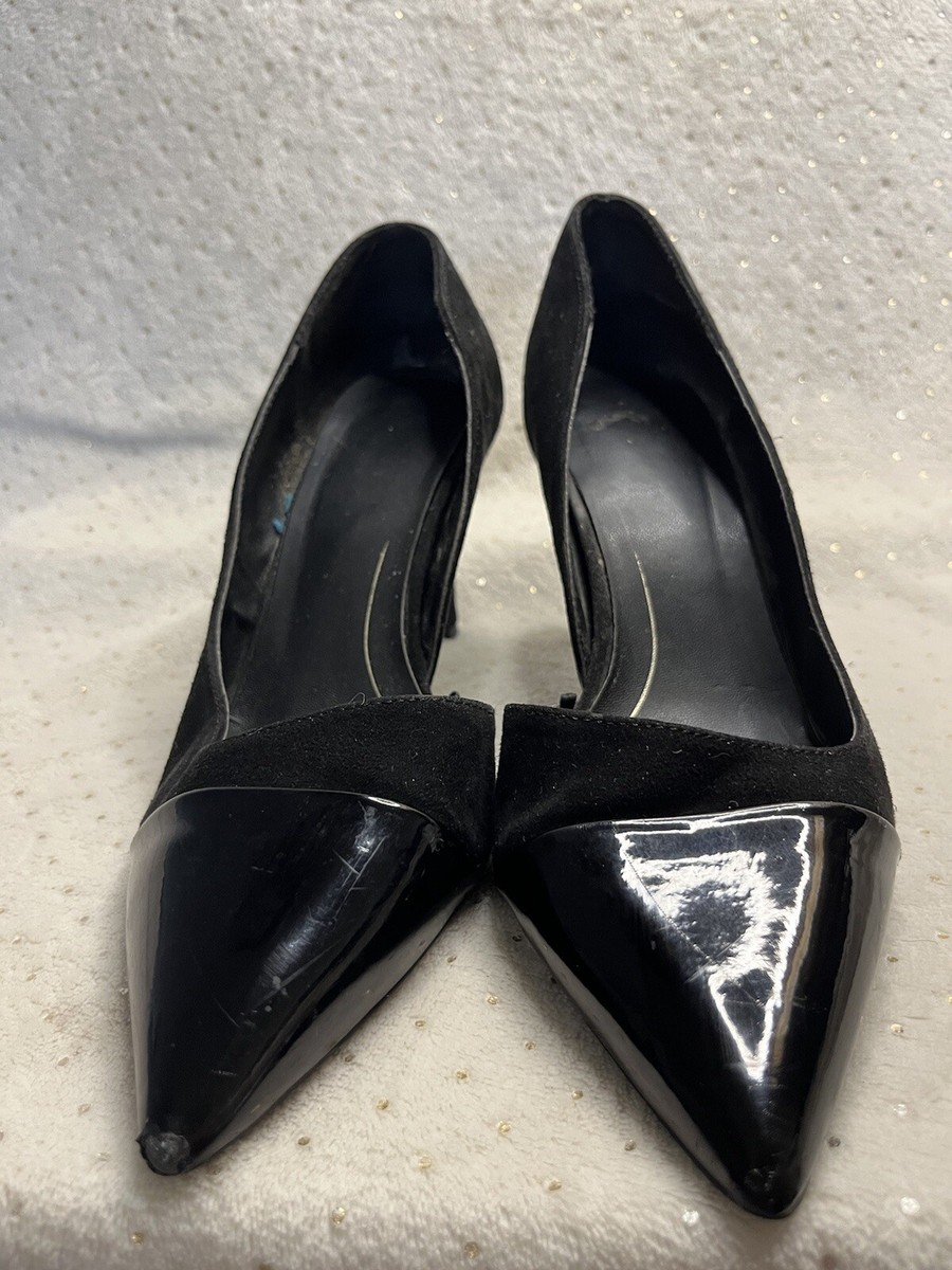 Zara Trafaluc ladies Black Velvet & patent Leather High Heels