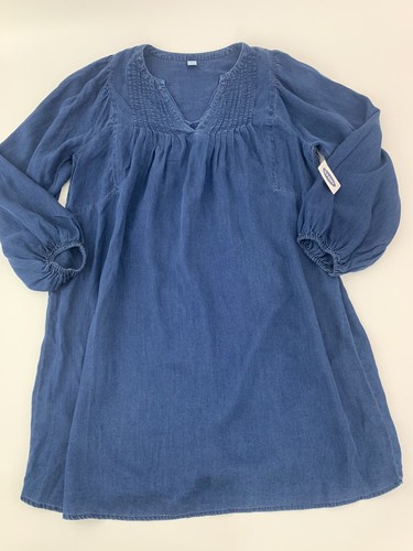 Old Navy Women’s Size M Med Dark Blue Lightweight Denim Dress NWT Pullover Boho - Picture 4 of 9