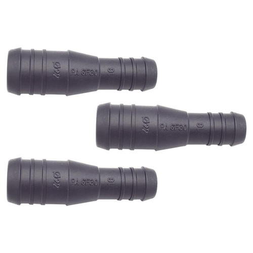 3x hose connector RGV 20mm 14mm straight reduced 74mm black 209C