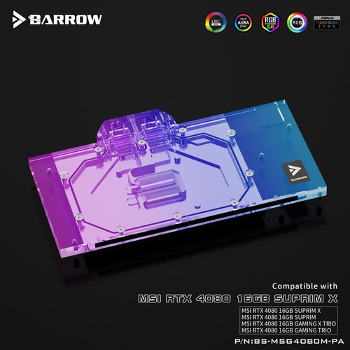 Bloque de agua para GPU de cubierta completa Barrow para MSI RTX 4080 Suprim X Gaming X Trio 16G - Imagen 4 de 17
