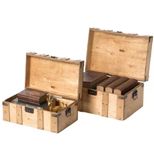 New Vintiquewise Natural Wooden Style Trunk with Handles