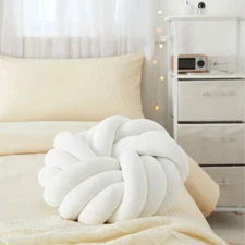 Stylehouse 14" x 14" White Mila Knot Decorative Pillow