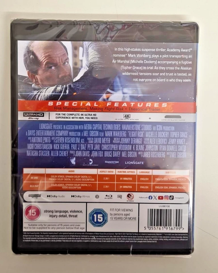 4K UHD BLU-RAY FLIGHT RISK BRAND NEW SEALED UK STOCK - Image 2 of 2