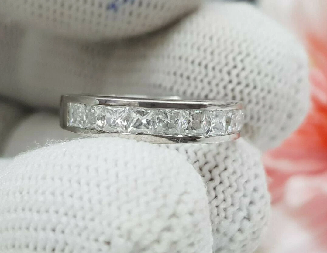 2 CT Princess Cut Lab Created Diamond Women s Wedding Band 14K