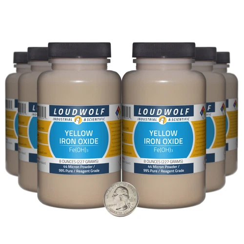 Iron Oxide Yellow / 3 Lbs / 6 Bottles / 99% Reagent Grade / 44 Micron Powder