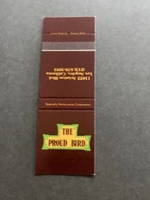 Vintage California Matchbook: “The Proud Bird” Los Angeles, CA