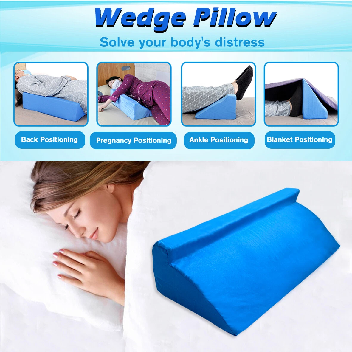 10 Bed Wedge Pillow with 24 Wide Incline Support Cushion for Lower B