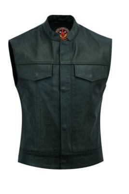 Warrior Herren Premium Rindsleder Motorrad Weste Climax gefüttert Weste
