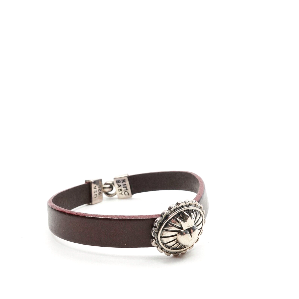 KING  BABY STUDIO  LEATHERS BELT  slightly worn King Baby Studio Red Leather Braided Cuff With Hammered  main image 4