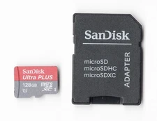 SanDisk Ultra Plus 128GB MicroSDXC I U1 Memory Card w/ Adapter