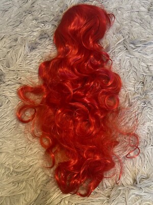 Halloween Wigs Long Red Little Mermaid Ariel Curly Wavy Cosplay Wig Never Worn