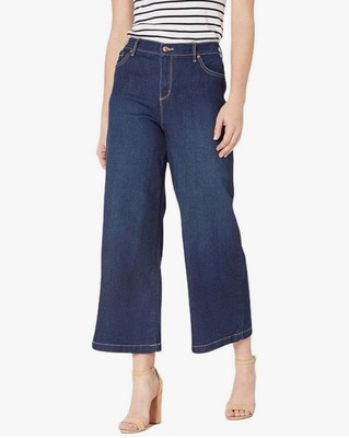 NEW GLORIA VANDERBILT AMANDA WIDE LEG CROP CLASSIC RISE STRETCH WOMENS SIZE 14