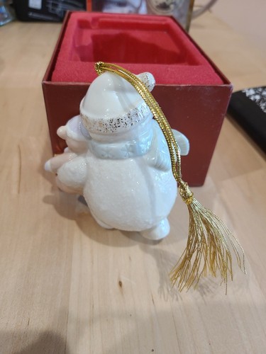 BOXED Lenox 4th in Series Snow Man Teddy Bear XMAS Ornament - Picture 6 of 7