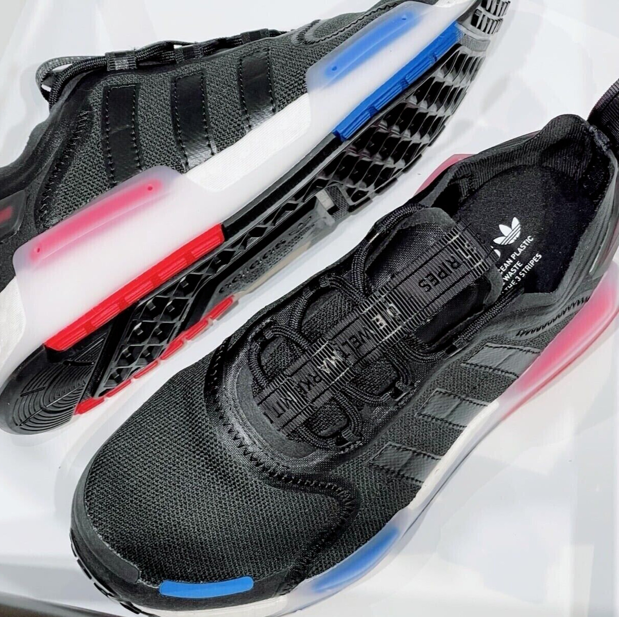 Adidas US 13 Men's Black White Red Blue Rare Retro Run Boost NMD V3   GX3378 New thumbnail 11