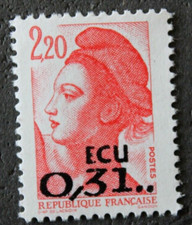 Timbre - FRANCE - type Liberté - 2,20 rouge 0,31 écu - Neuf** - YT2530 - 1988