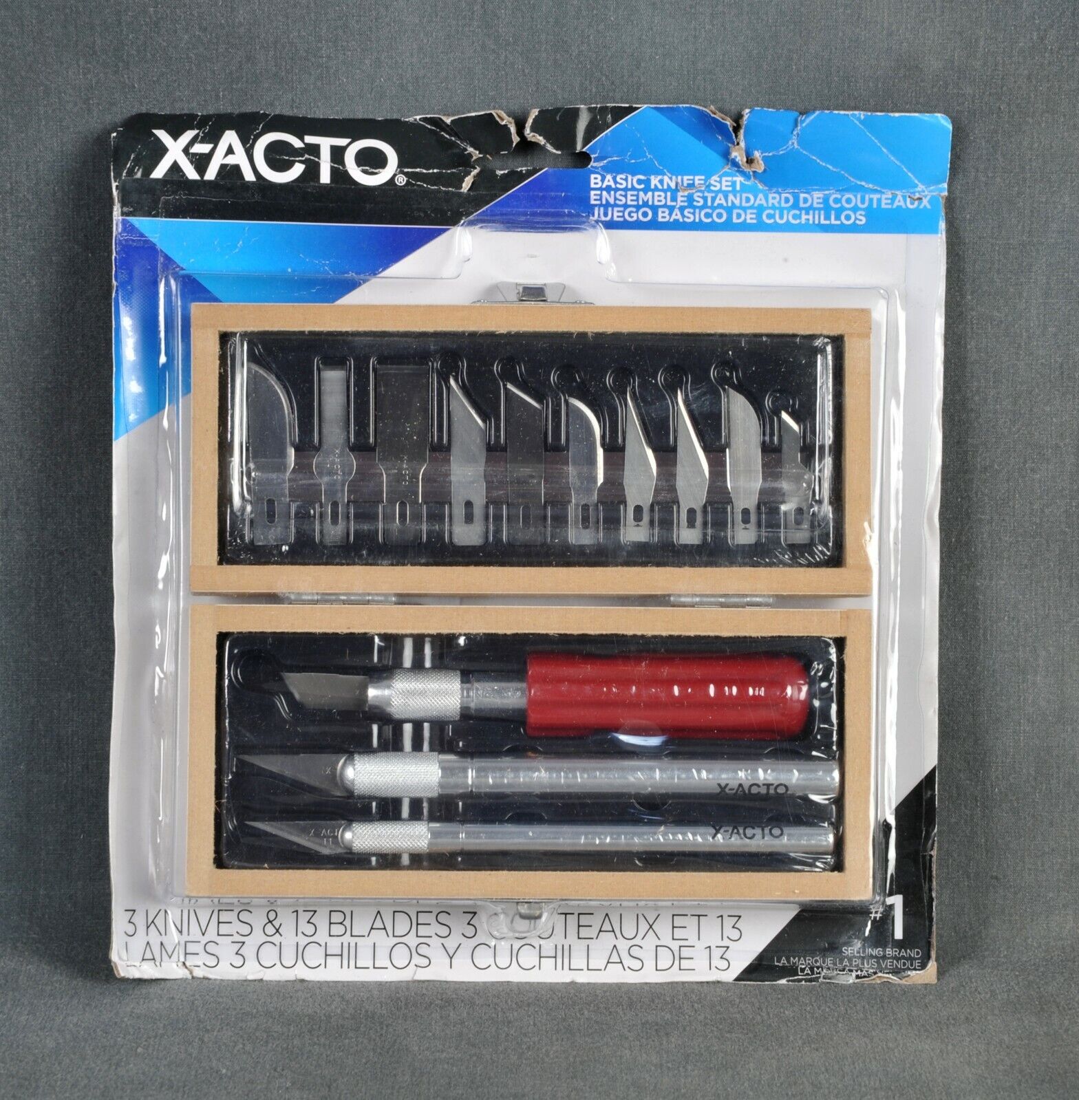 X-ACTO Basic Knife Set 3 Handles & 13 Blades Plus Wood Case (2019)