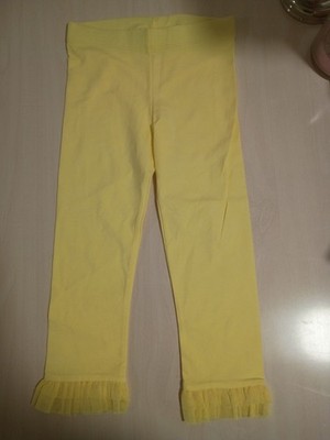 A Dee Girls Yellow Solid Knit Ankle Leggings 8 Cotton Stretch Elastic Waist