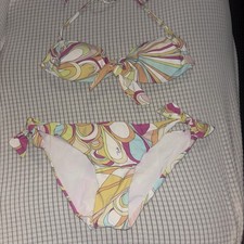 Emilio Pucci Bikini Set Size 38 US S Multicolored Abstract Print Halter Swimsuit