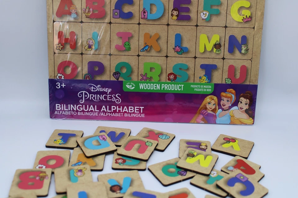 Rompecabezas de juguete de madera alfabeto bilingüe/nuevo/27 piezas/princesa Disney/3+edad Foto 2 de 4