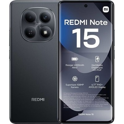 Xiaomi Redmi Note 15 Smartphone 256GB 8GB RAM black LTE/4G Dual-Kamera 6000mAh