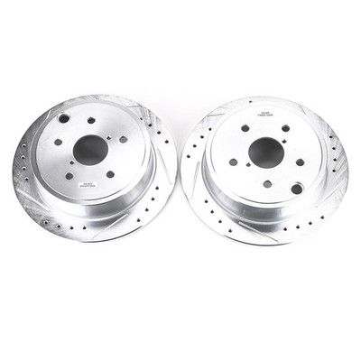 PowerStop Evolution Drilled Slotted Rotors Pair Rear For Subaru WRX