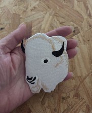 Buffalo - White Bison Buffalo Head - Embroidered Iron On Patch - Left