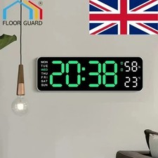 12" LED Silent Wall Clock Modern Desk Alarm Clock with Thermometer Home Decor UK