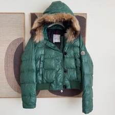 Vintage Moncler Green Fur Hooded Down Puffer ...