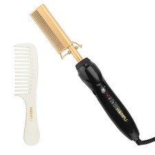 Electric Hot Comb Hair Straightening Heat Pressing Comb Ceramic Curling Flat ...