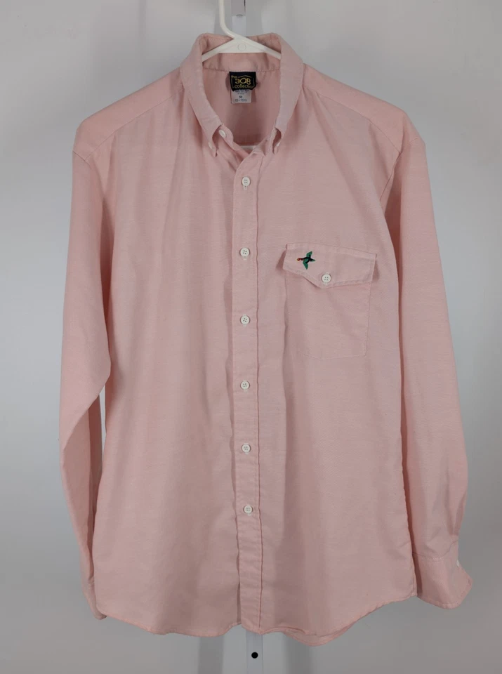 Camisa Rockabilly Rosa Bordada Pato Vintage Años 70 Talla M 15-15.5 Foto 2 de 4