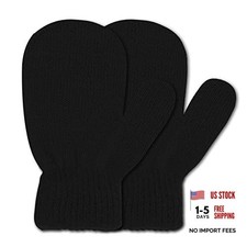 Toddler Magic Stretch Gloves Mittens Multicolor Soft Knit One Size 01 B Black