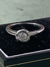 18 Ct White Gold 0.50 Carat. Diamond Rubover Ring Size K